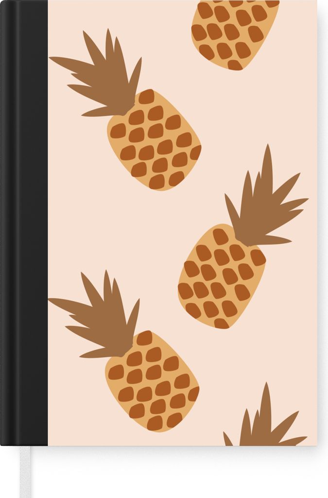 MuchoWow Notizbuch Tagebuch Haushaltsbuch Notebook A5 Sommer - Ananas - Muster - Notizblock - Notizheft - Notebook - Schreibblock - Papier