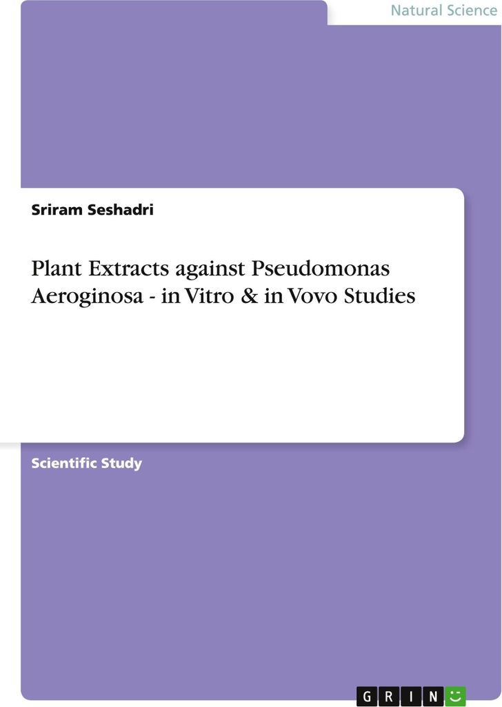 Plant Extracts against Pseudomonas Aeroginosa - in Vitro & in Vovo Studies