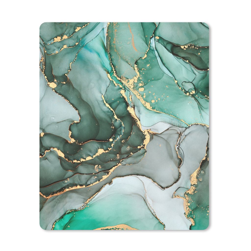 MuchoWow Mauspad Mousepad Gold - Marmor - Grün - Luxus - Marmoroptik - Grau 30x40 cm - Mousepads - Maus Mat - Pad - Mausunterlage - Mausmatten