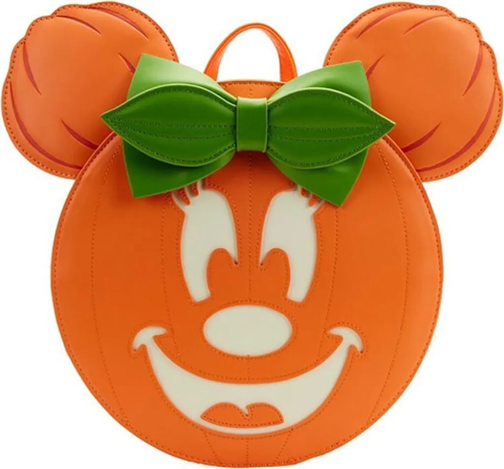 Sac à dos Loungefly citrouille Mickey orange 20 cm en similicuir