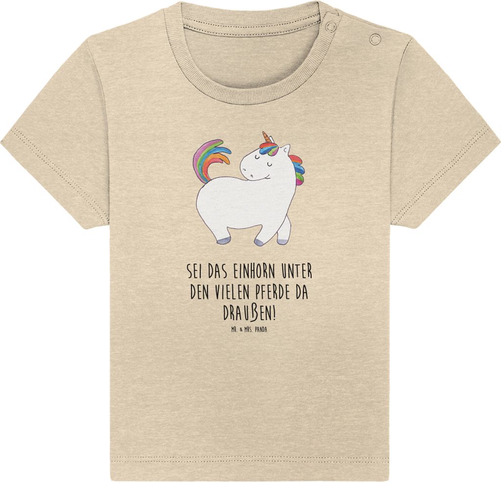 Mr. & Mrs. Panda Babyshirt Einhorn Stolzieren 12. - 18. Monat - Natural Raw - Geschenk, Unicorn, Kleinkind Shirt, T-Shirt, Einhörner, Pferd, Reite...