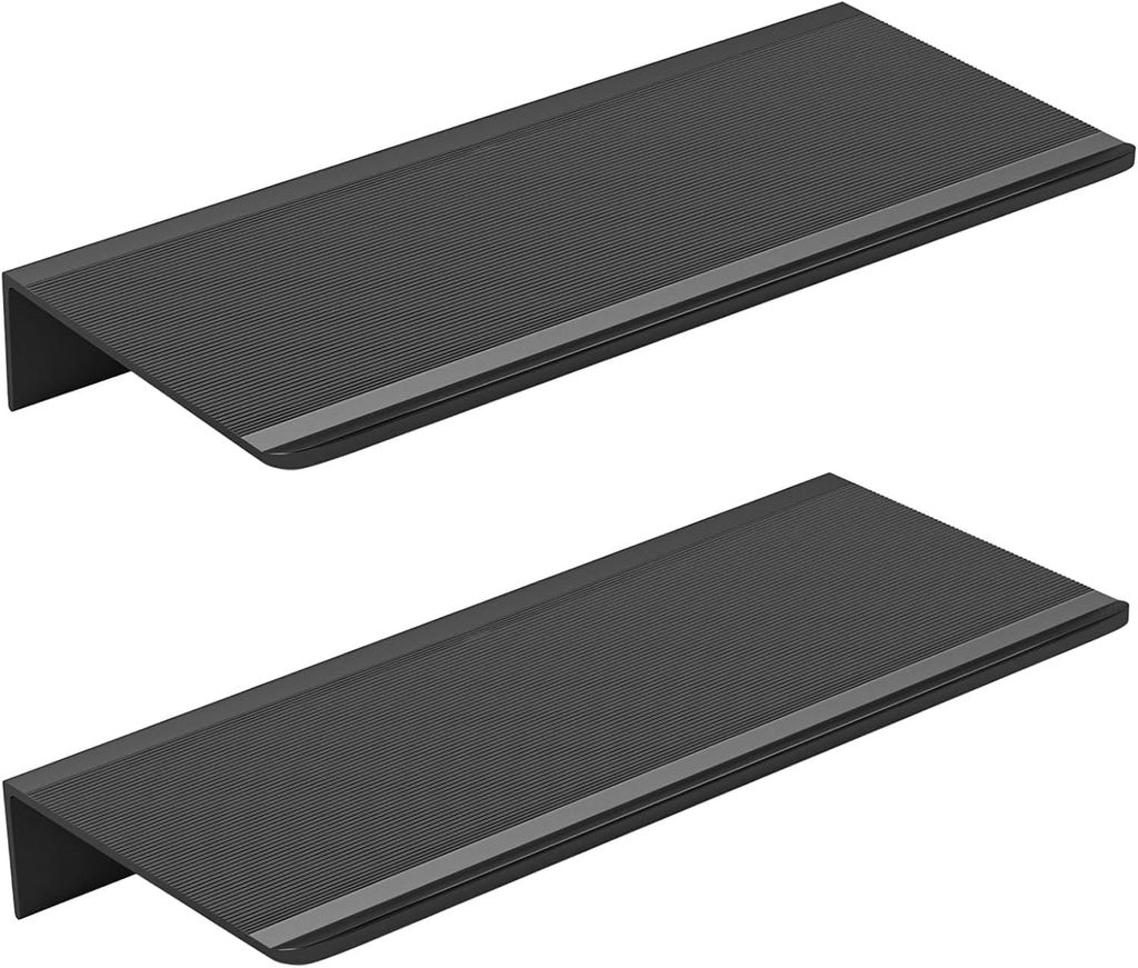 Schwarzes Wandregal, 2er-Set, schwebende Metallregale, dekoratives Regal, wendbares Design, für Wohnzimmer, Küche, Arbeitszimmer, Badezimmer – ...