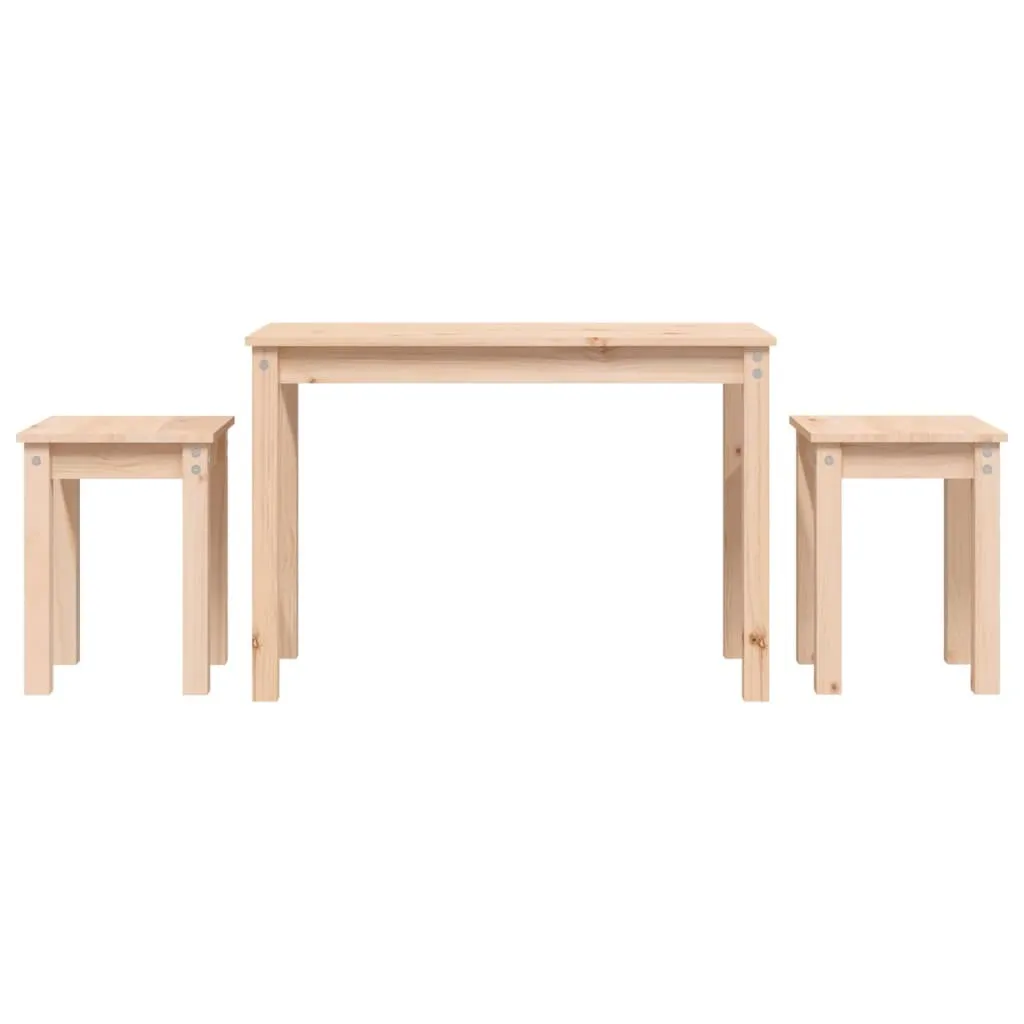 Tavolini Sovrapponibili in Pino Massiccio - Design Minimalista Set 3 Pezzi - 1