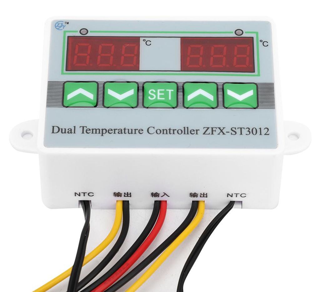ZFX-ST3012 Intelligenter digitaler Temperaturregler mit zwei Anzeigen – elektrischer Mikrocomputer-Thermostat (12 V)