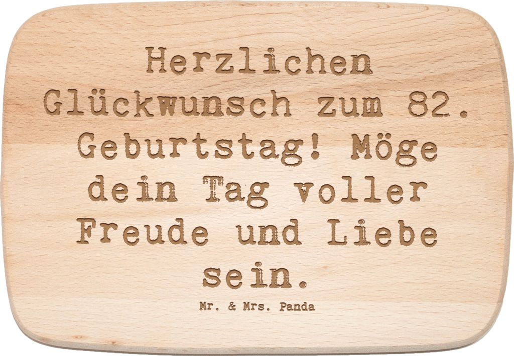 Mr. & Mrs. Panda Holz Schneidbrett Spruch 82. Geburtstag - Transparent - Geschenk, Zuneigung und Freude, Schneidebrett, Alter, 82 Jahre, Feier, Hap...