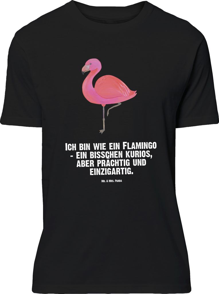Mr. & Mrs. Panda Größe L T-Shirt Flamingo Classic - Schwarz - Geschenk, mit Spruch, Shirt, Rosa, Tshirt, Prächtig, Stolz, Ich