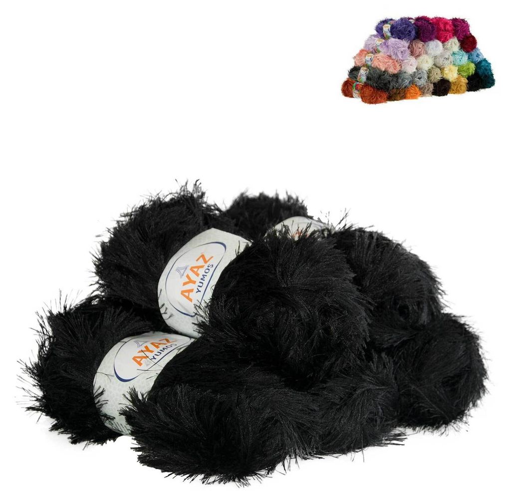 5 x 100g Strickgarn Yumos schwarz