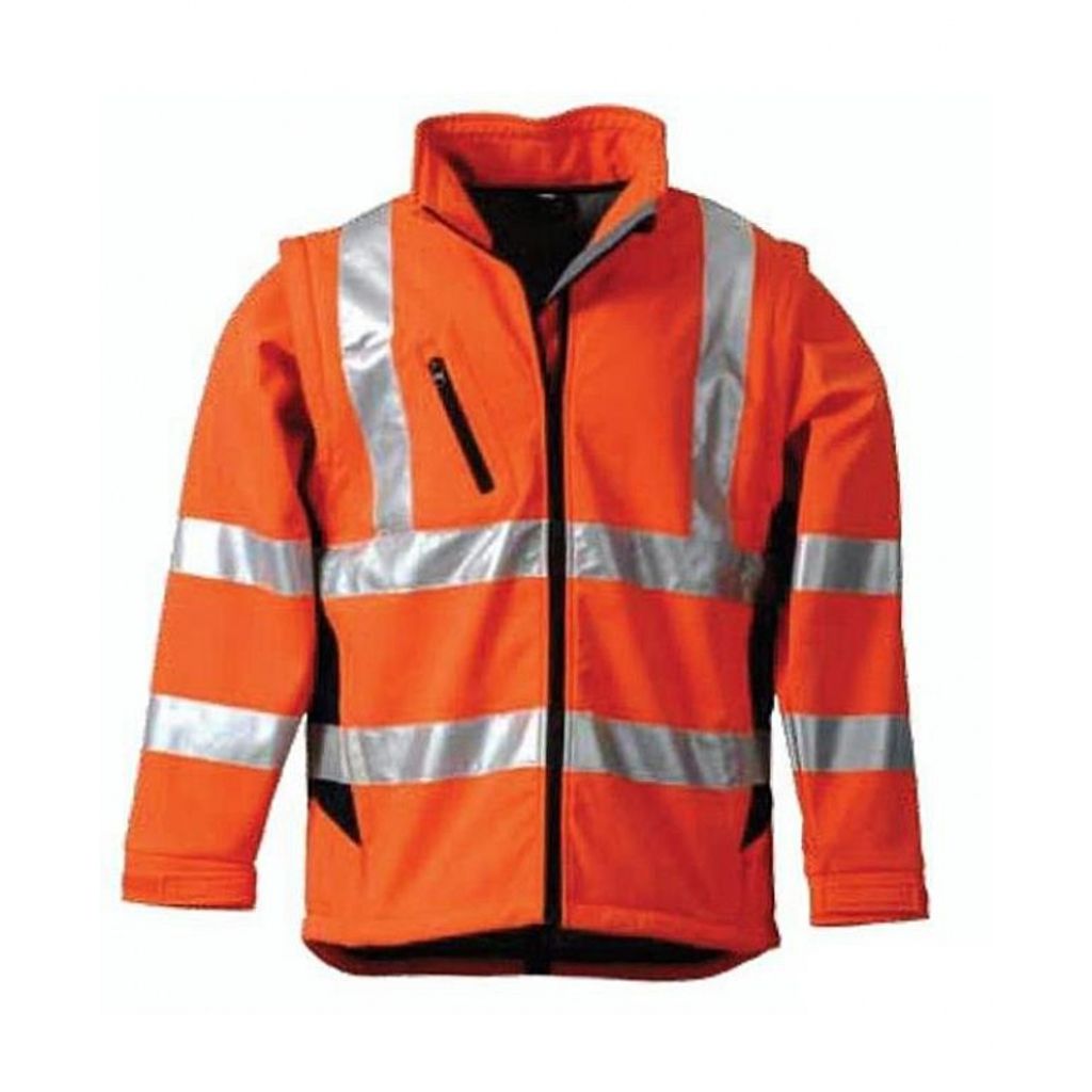 Softshell Warnschutzjacke nach EN 471 Warnorange Marine Größe M
