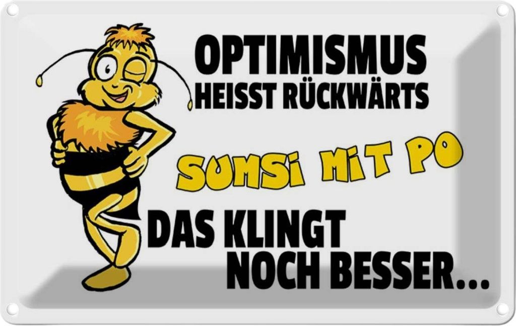 vianmo Blechschild 12x18 cm Optimismus rückwärts Sumsi Po Dekoration Spruch Zitat