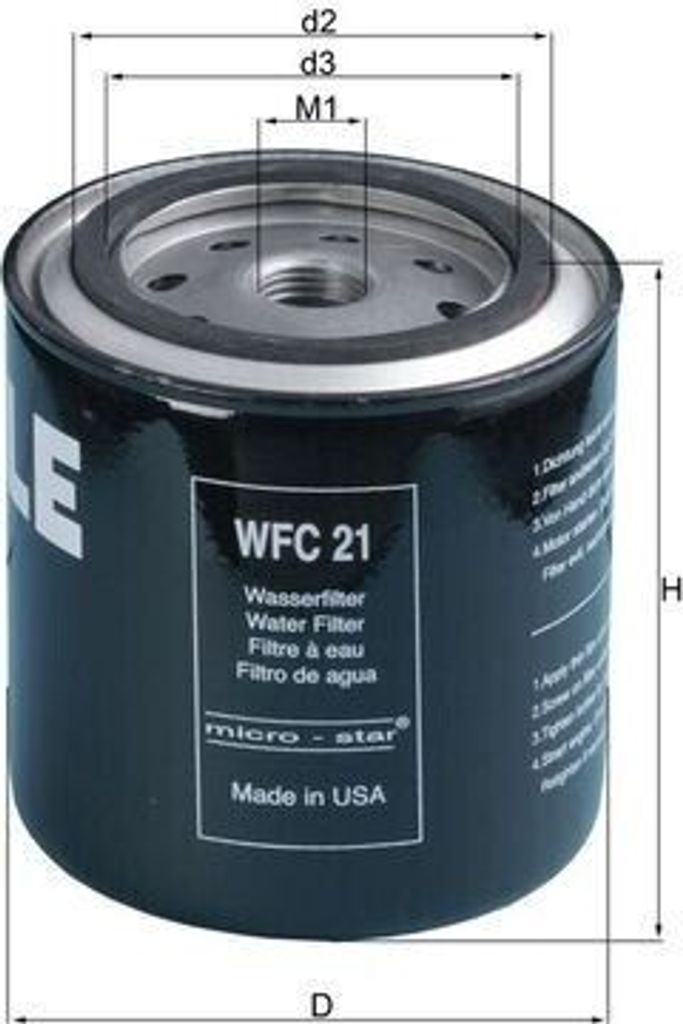 MAHLE Kühlmittelfilter WFC 21 für VW CONSTELLATION 93,13mm 105,6mm