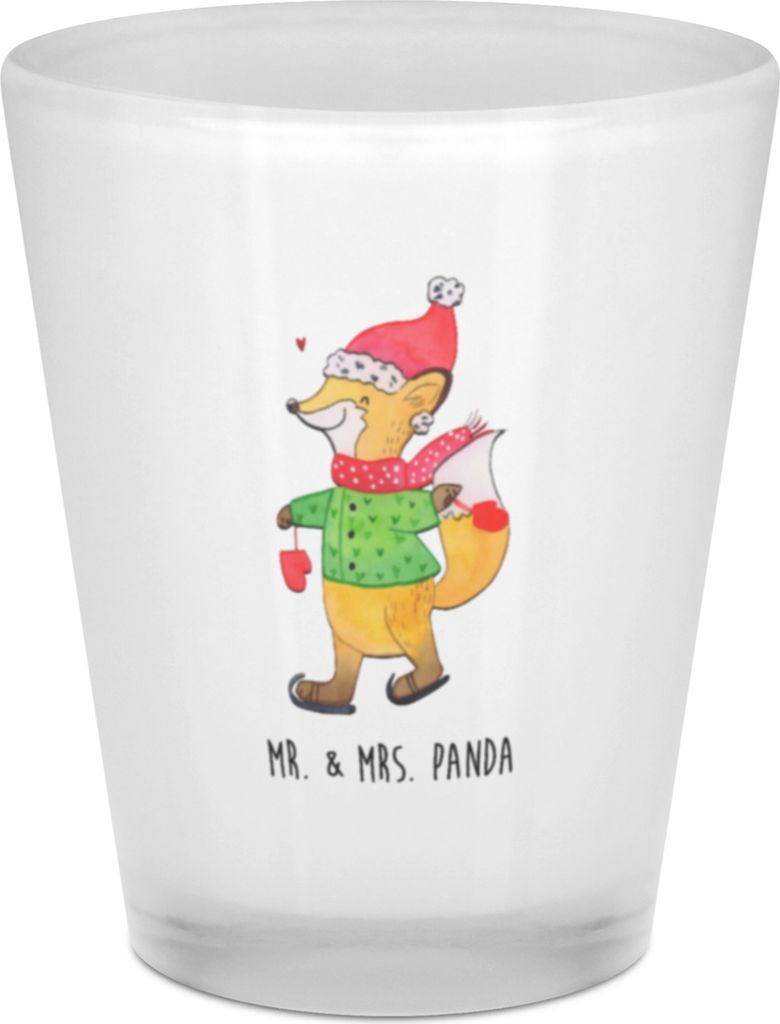 Mr. & Mrs. Panda Shot Glas Fuchs Schlittschuhe - Transparent - Geschenk, Weihnachten, Schnapsglas, Pinnchen, Weihnachtsbaum, Tannenbaum, Winter, He...