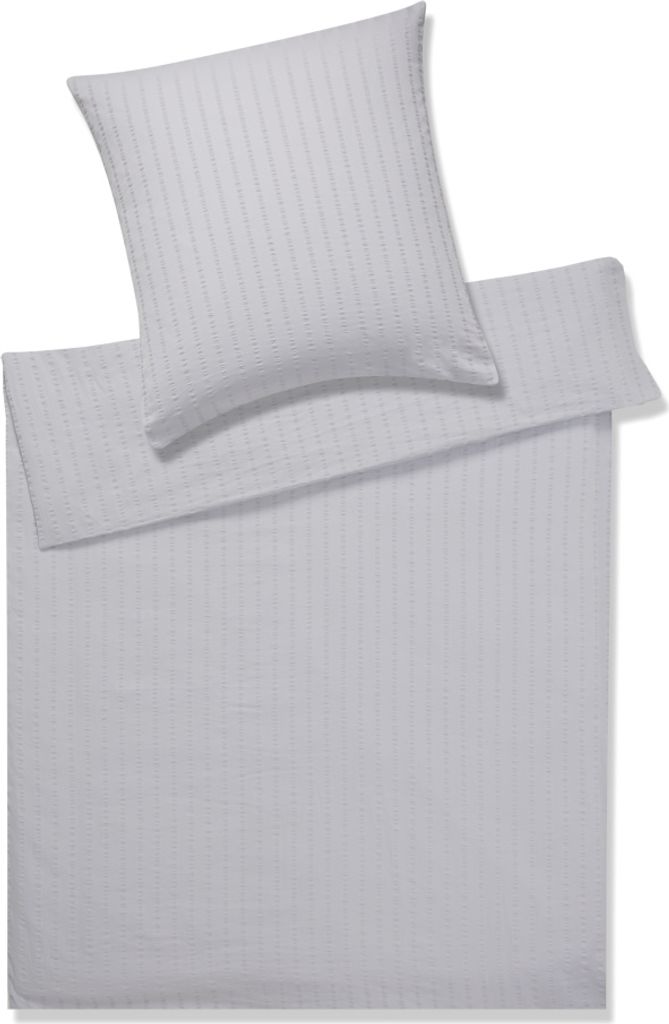 Elegante Seersucker Bettwäsche-Ganritur Chelsea Farbe Silber Größe 200x220+2x40x80
