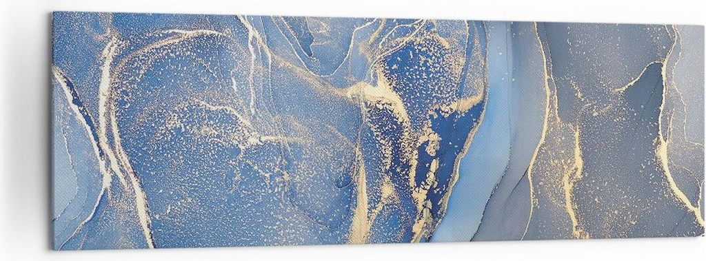 Bild auf Leinwand - Leinwandbild - Einteilig - Gold Blau Farbe - 160x50cm - Wand Bild - Wanddeko - Wandbilder - Leinwanddruck - Bilder - Wanddekora...