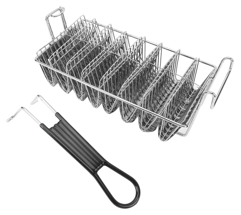 Panier à tacos résistant à la chaleur en inox avec poignée ergonomique