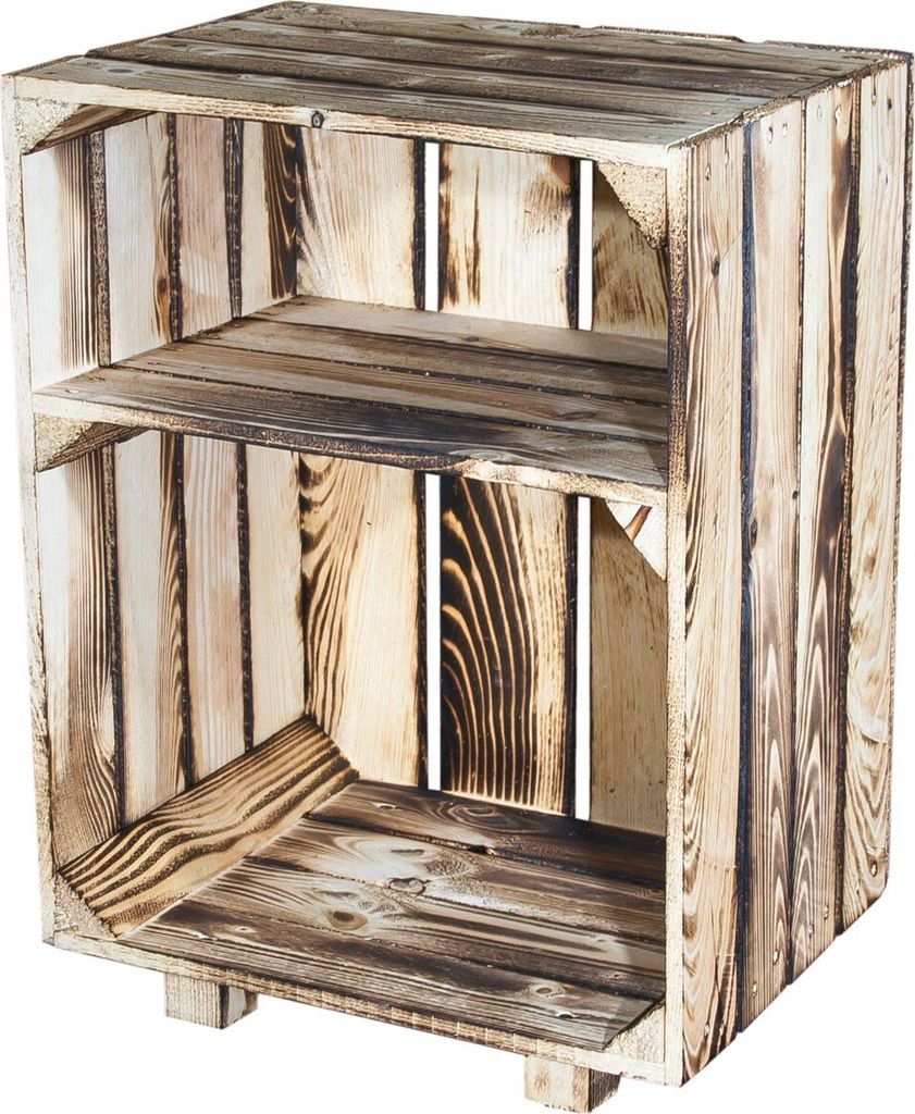 3er Set neuer geflammter Nachttisch 30,5cm x 40cm x 54cm Nachtschrank Telefontisch Nachtkonsole Obstkiste Weinkiste Holz