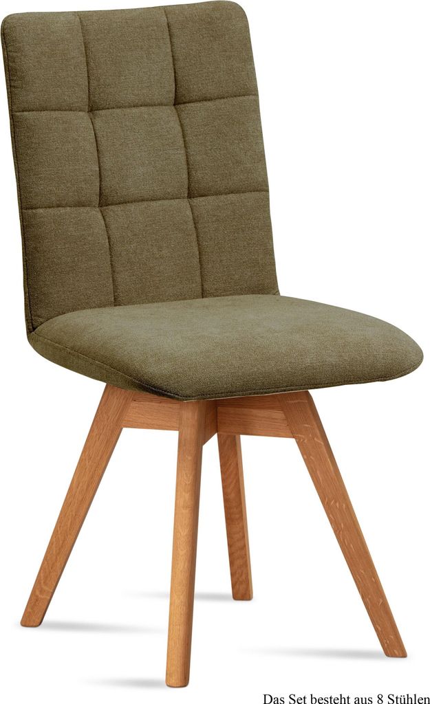 Esszimmerstuhl drehbar (8er-Set) Doria 47x91x60 Eiche geölt/Olivgrün