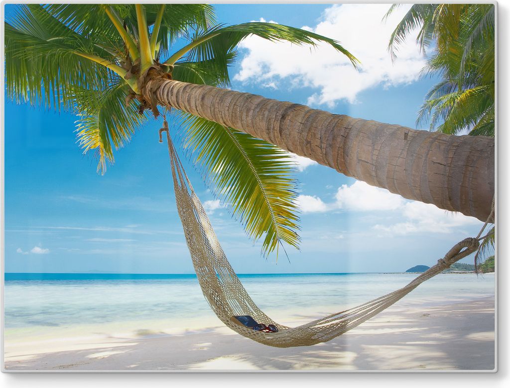 DEQORI Schneidebrett Glas 40x30 cm 'Tropische Auszeit' Schneideplatte Servierplatte groß