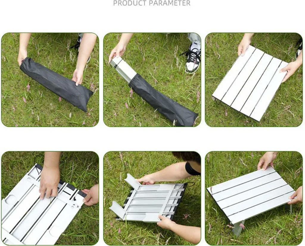 Table pliante pour camping et bivouac, support compact en alu - 5
