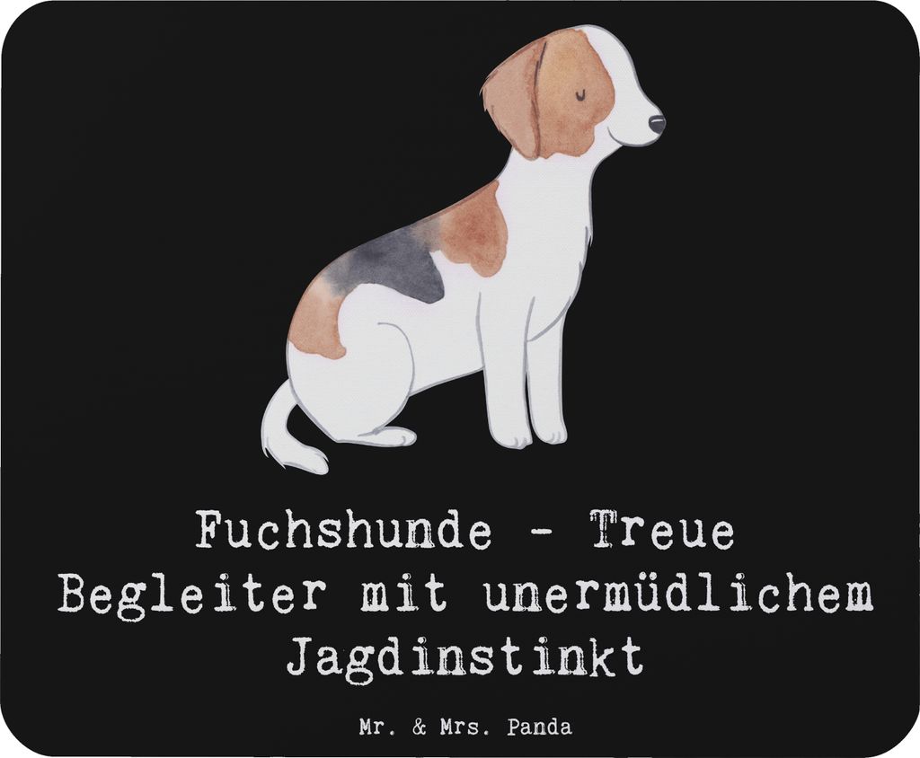 Mr. & Mrs. Panda Mauspad Fuchshunde Treue - Schwarz - Geschenk, Hunderassen Charakter, Foxhound Jagdhund, Hunderasse, laptop, Pflege, pc, Mousepad,...