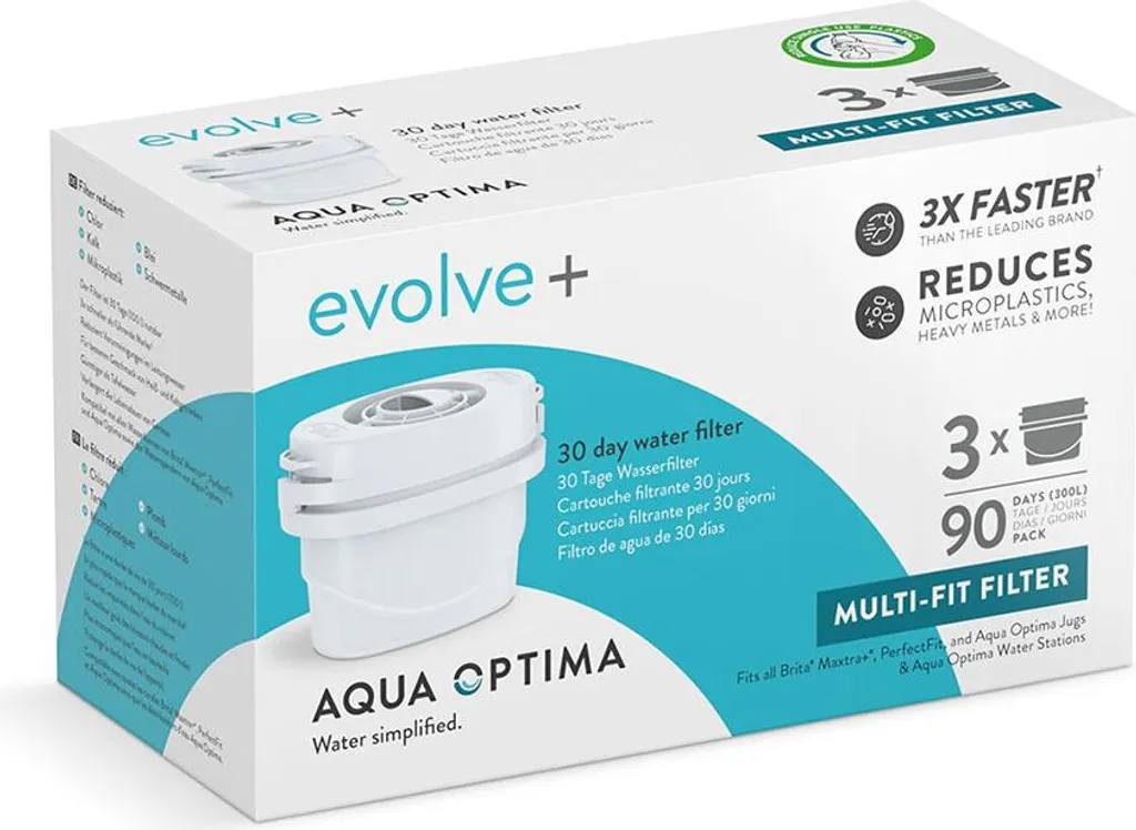 Pack 3 Filtri Aqua Optima Evolve+ | Ricambio per Caraffe e Dispenser - 2