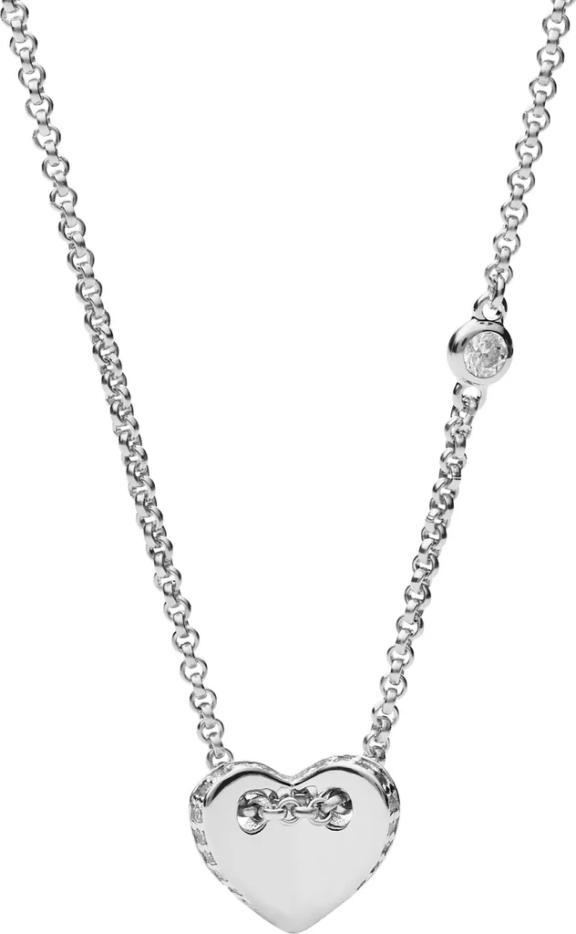 Collier Femme Fossil Coeur Argent JFS00425040 Cadeau Idéal pour Elle