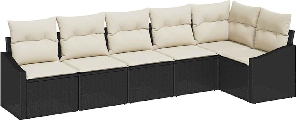 "2026 Aktion" Garten-Sofa-Set - elegantes Design - Sitzgruppe mit Sofa, Tisch - 6 pcs Schwarz Poly Rattan - Terassenmöbel NeuMöbel663732