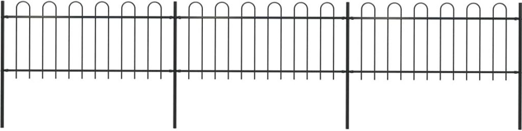 Gartenzaun mit Bügel-Design Stahl 5,1 x 0,8 m Schwarz