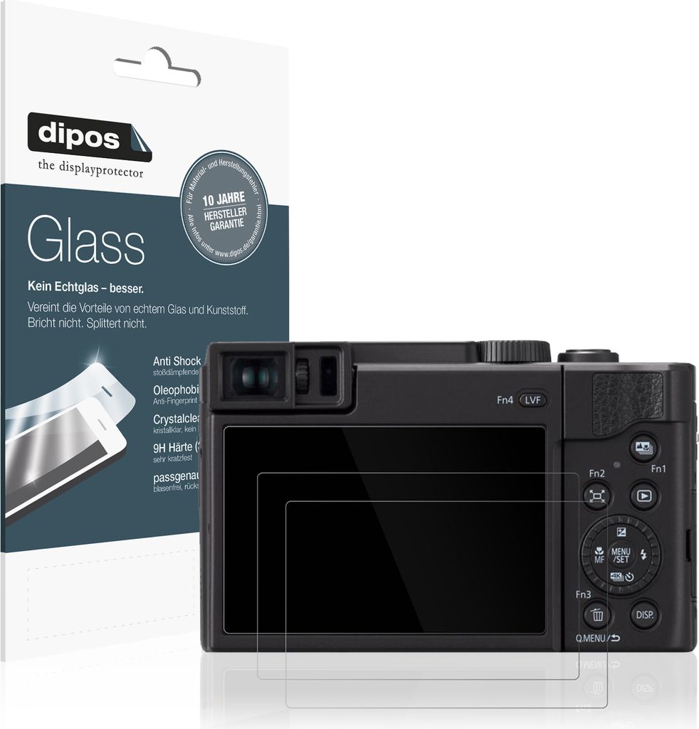 2x Schutzfolie für Sony Alpha ZV-E10 - Anti-Shock 9H Folie dipos Glass Kunststoffglas