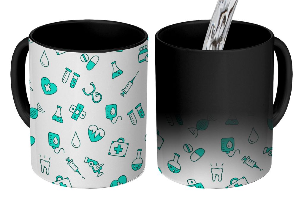 KitchenYeah Zauber Tasse Zaubertasse Magic Pflege - Medizin - Design 350 ml Farbwechsel Becher Geschenk Geschenkidee - Magic-Tasse - Fototasse - ...