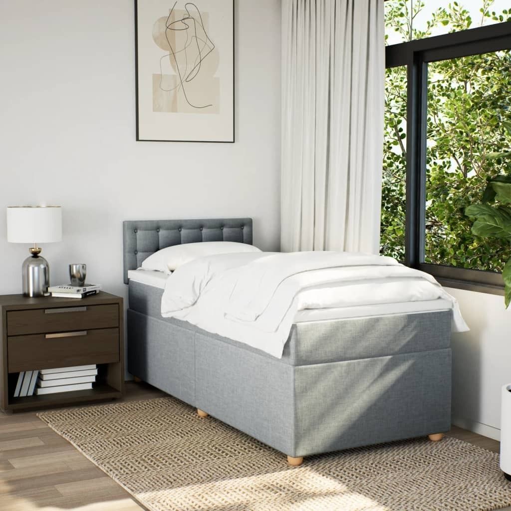 “2026 Modern“ Boxspringbett mit Matratze Hellgrau 90x190cm Stoff - Designermöbel 710423 - Klassische BettenJugendbett Tagesbett