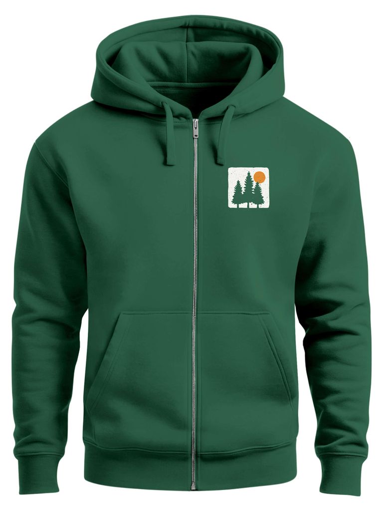Herren Sweatjacke mit Kapuze Print Bäume Logo Sweatshirt Zipjacke Zip-Hoodie Männer Fashion Streetstyle Neverless