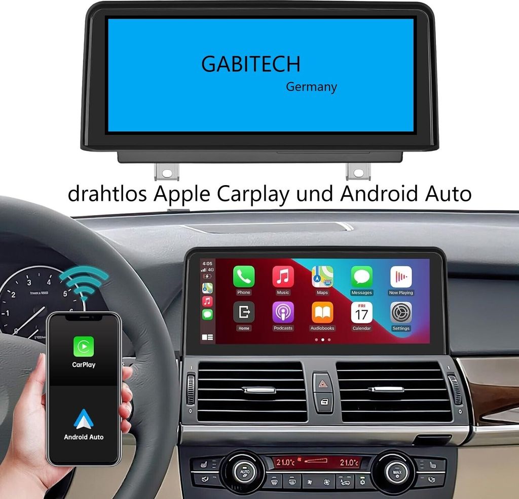 Für BMW X5 X6 E70 E71 CCC System.10.2 Zoll Android 13 GPS Navigation Autoradio drahtlos Apple Carplay und Android Auto USB WiFi Radio 4GB RAM 64GB...