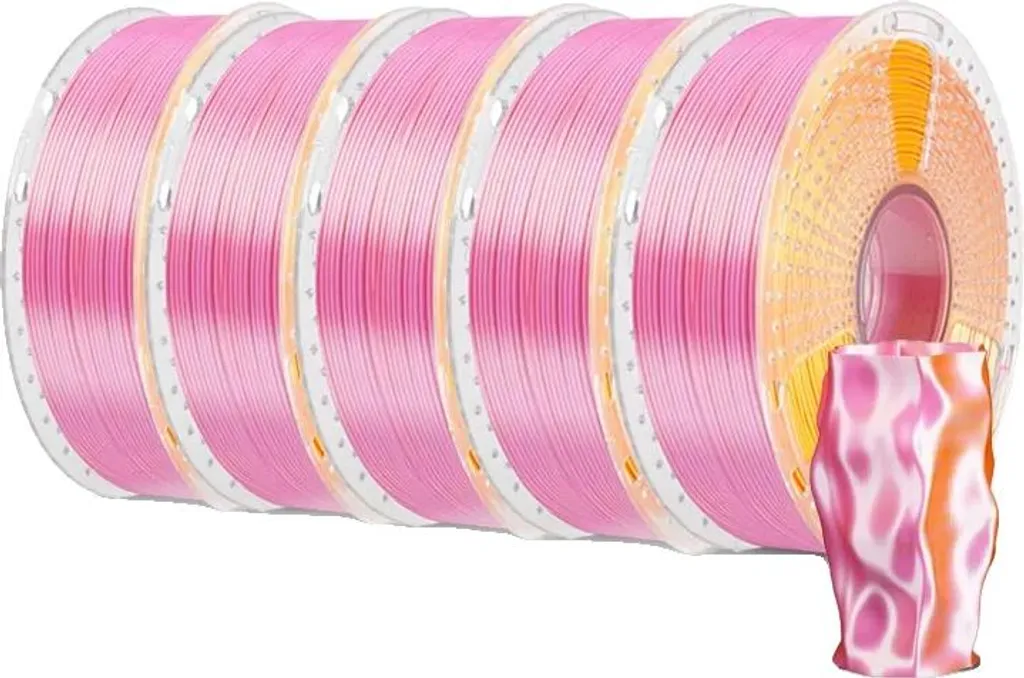 Filament 3D anti-stries finition soie or rose pour impressions parfaites
