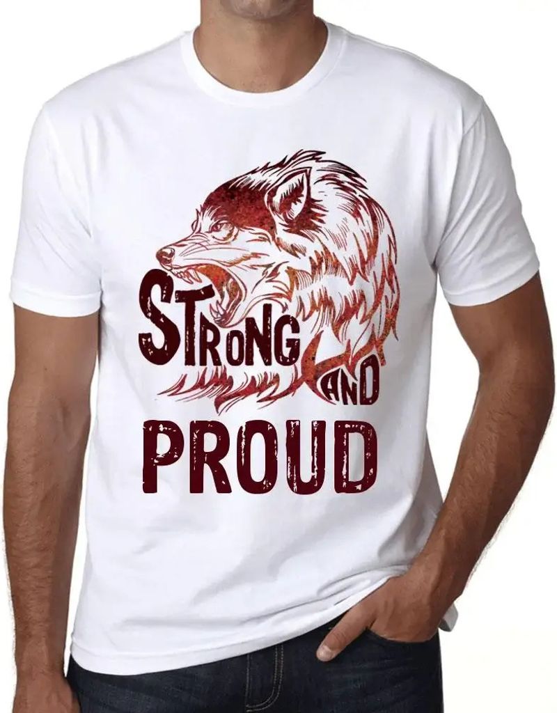 Herren Grafik T-Shirt Starker Wolf und stolz – Strong Wolf And Proud – Öko-Verantwortlich Vintage Jahrgang Kurzarm Lustige Druck Geburtstag Ge...