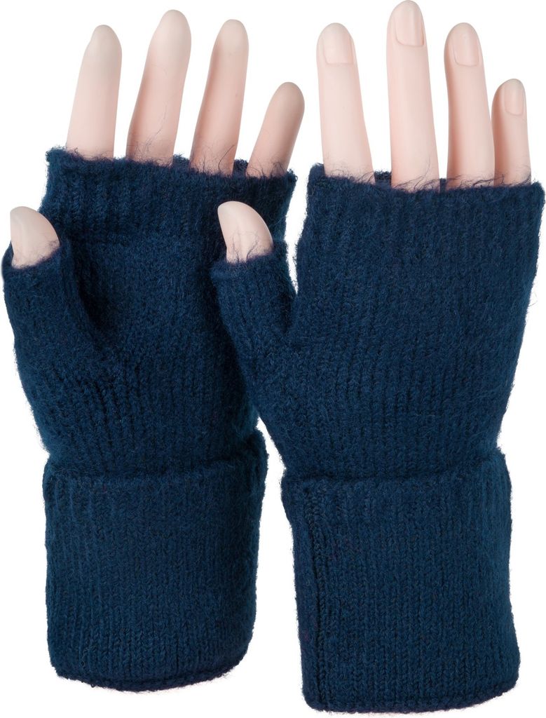 styleBREAKER Damen Fingerlose Strickhandschuhe Einfarbig mit Bund, warme Winter Handschuhe 09010052