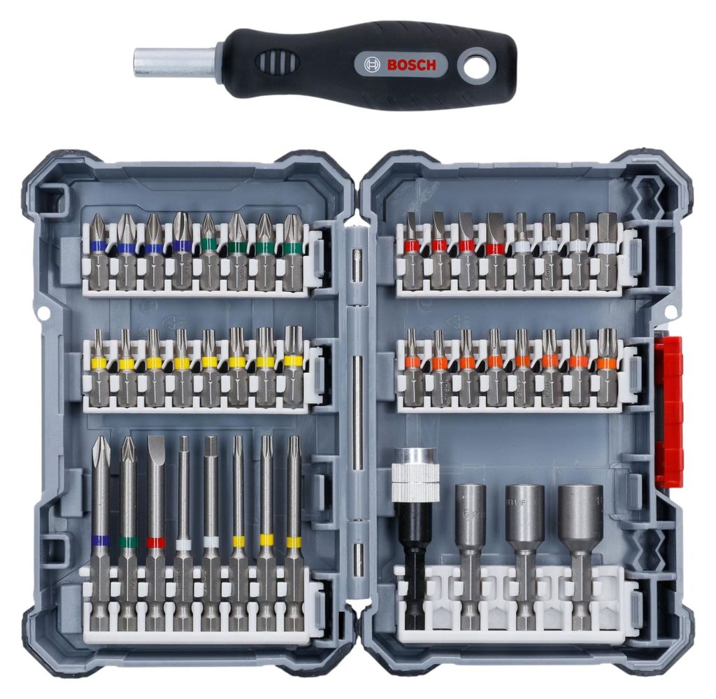 Bosch Pick And Click Schrauberbit Set 45 teilig 25 - 65 mm ( 2607017693 ) PH / PZ / SL / HEX / TX / TH