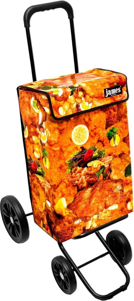 James Einkaufstrolley - SCHNITZEL - stabiler Einkaufswagen mit individuellem Design - einfarbig: orange in Ausführung: Quattro-4Raeder