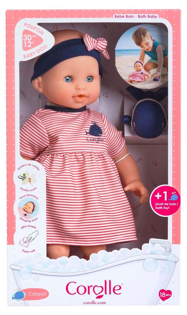 Corolle Badepuppe Calypso - Schwimmfreund Wal 30cm Puppe für Wasserspaß