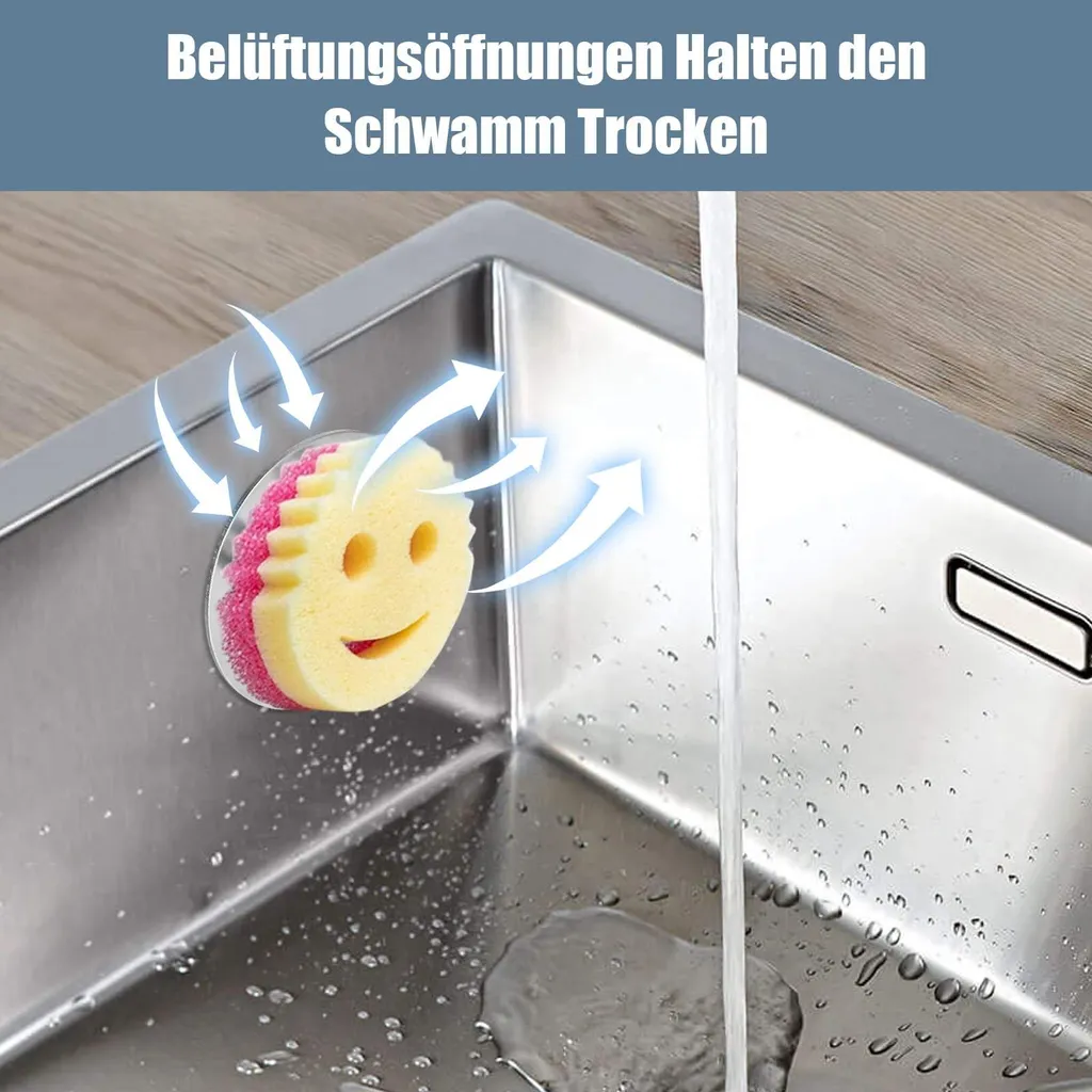 Porte-éponge inox anti-rouille à séchage rapide avec fixation ventouse fixe - 2