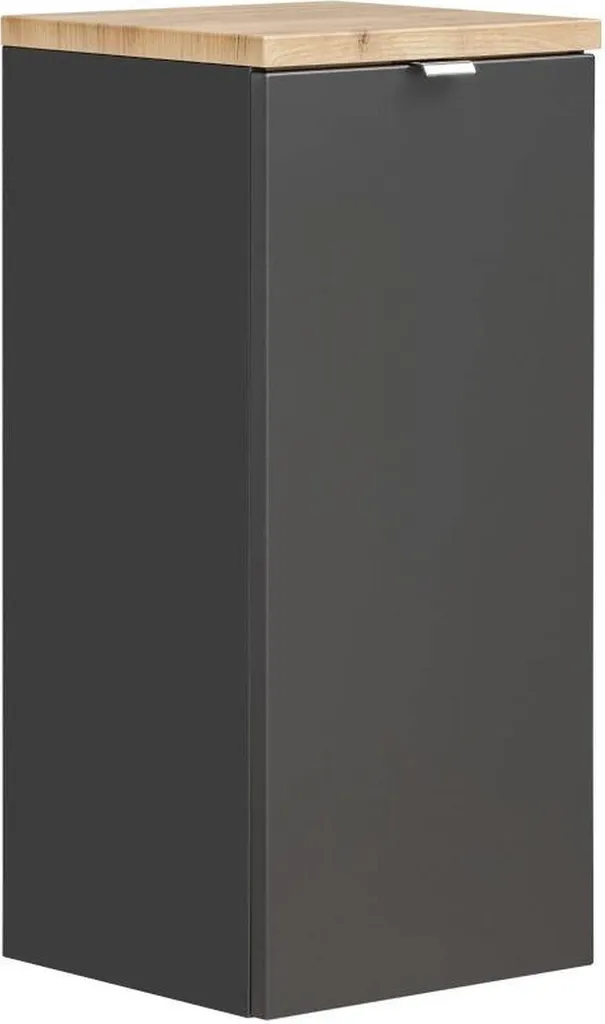 Petit meuble salle de bain 35cm noir mat et chêne de haute qualité chic