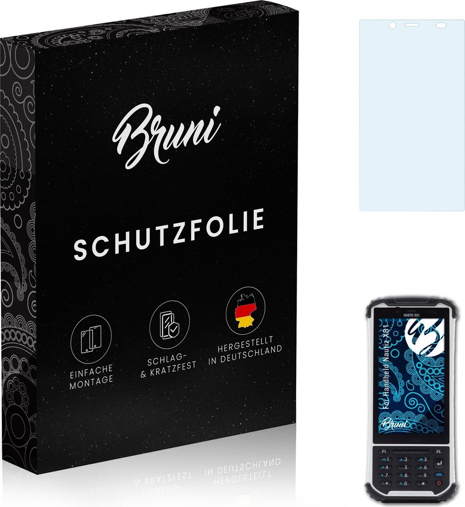 Bruni Basics-Clear 2x Schutzfolie kompatibel mit Handheld Nautiz X81 Folie