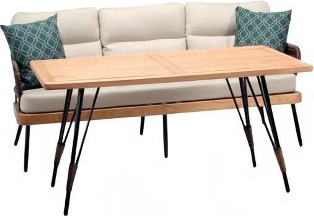 Garnitur Sofa 3 Sitzer Couchtisch Sofas Dreisitzer Rattan Luxus Modern 2tlg