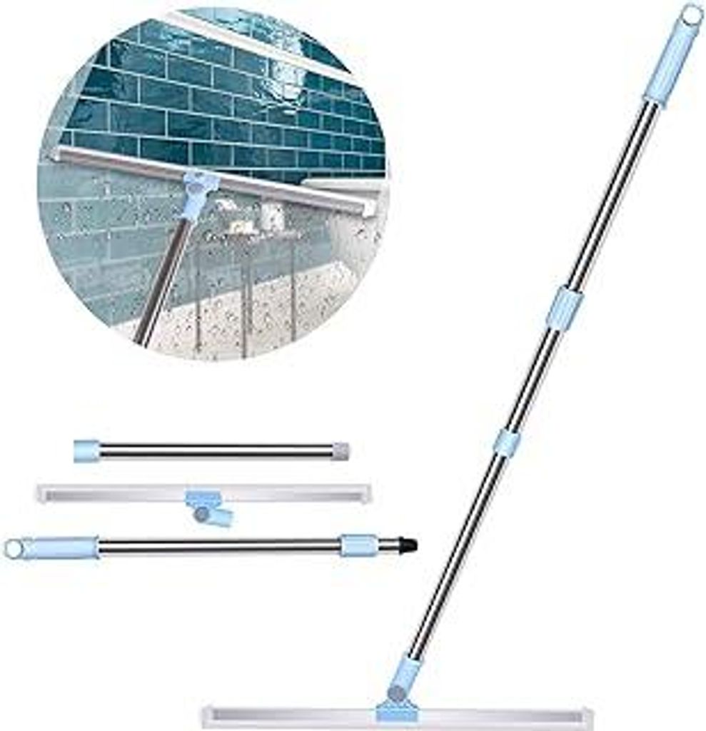 Wasserschieber Bodenabzieher - Abzieher Boden Dusche mit Extra Langlebiger 50cm Gummilippe, Teleskopstiel 130cm Wasserabzieher Fensterabzieher für...