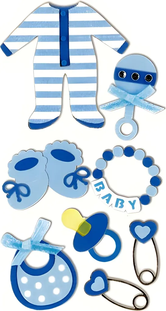 Autocollants Naissance Garçon Heyda Stick-On's-Mix pour Scrapbooking Bleu