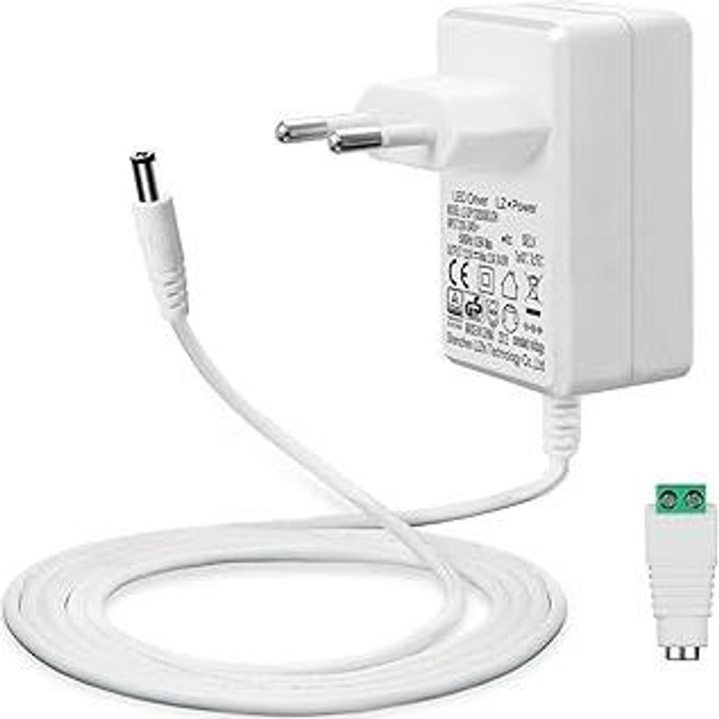 12V 2A Netzteil für LED Streifen, Transformator/Trafo AC 200-240V zu DC 12V Treiberkonverter Adapter 24W mit 5ft/1,5m Kabel Stromversorgung, 5,5 x...