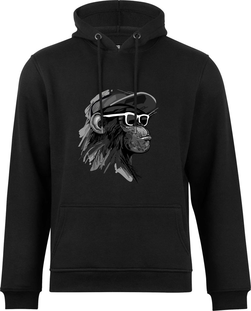 Cotton Prime Kapuzensweatshirt mit Affenmotiv - Cool Monkey mit Brille L schwarz