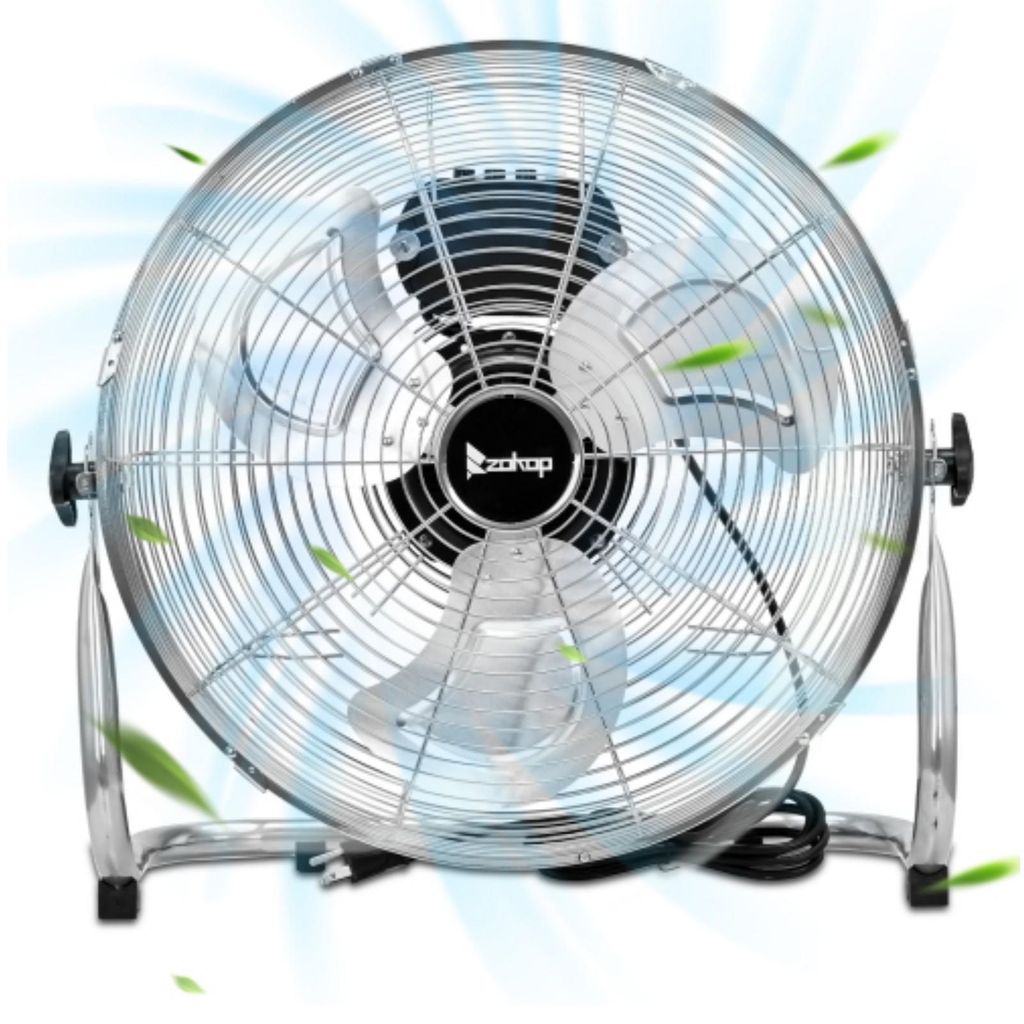 Industrie-Standventilator 60W (12 Zoll) mit dreiflügeligem Aluminiummotor, silberfarben, Luftdurchsatz 1885m³/h