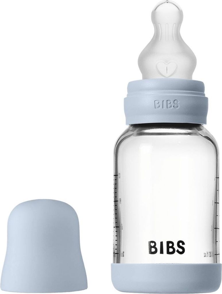 Bibs Glas-Flasche Baby Bottle Round 120 ml + Silikon-Trinksauger