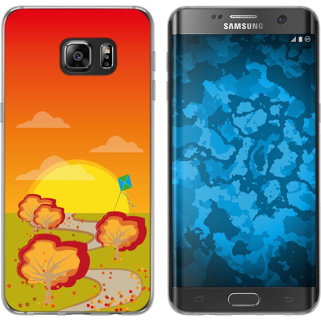 PhoneNatic Case kompatibel mit Samsung Galaxy S7 Edge Silikon-Hülle Herbst Drache/Kite M2