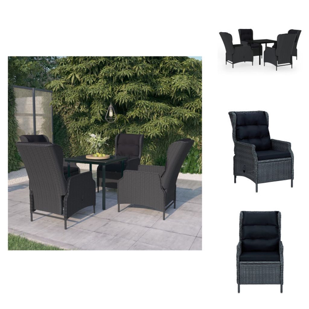 vidaXL 5-tlg. Garten-Essgruppe Dunkelgrau - Gartenmöbel-Sets
